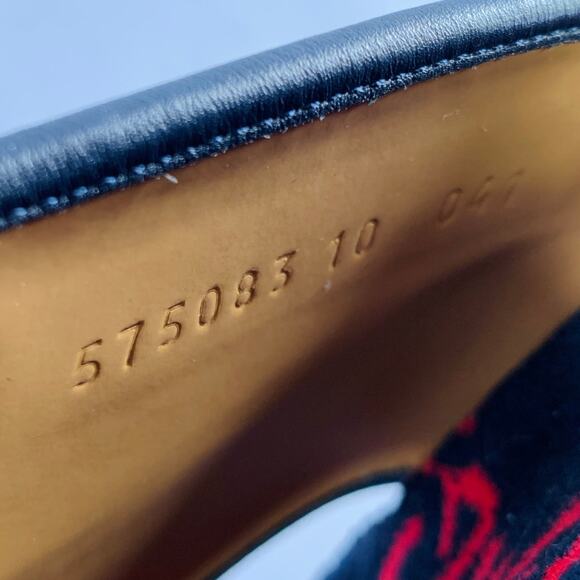 GUCCI Size 10.5 Black Red Guccissima Monogram Velvet Slip On Sandals - Picture 8 of 9